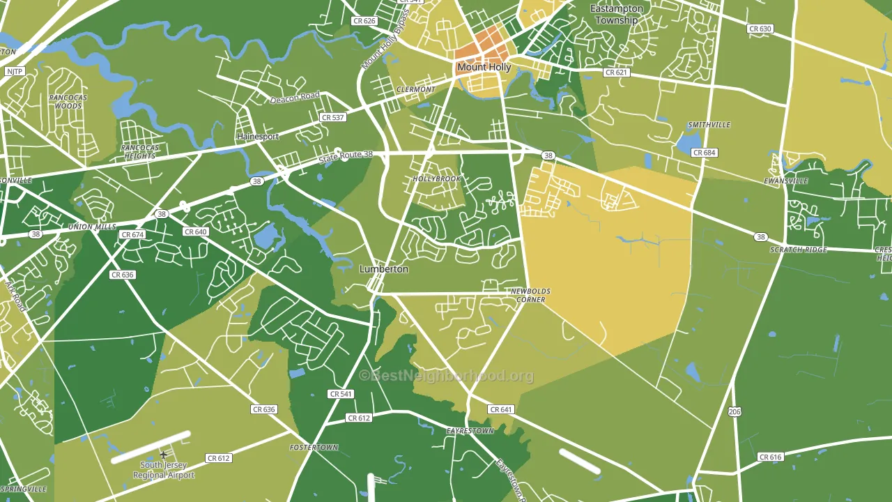 Lumberton, NJ block-group voter-turnout map