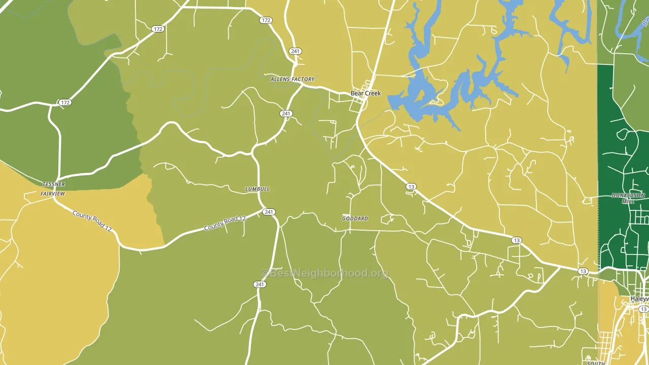 Lumbull, AL block-group voter-turnout map