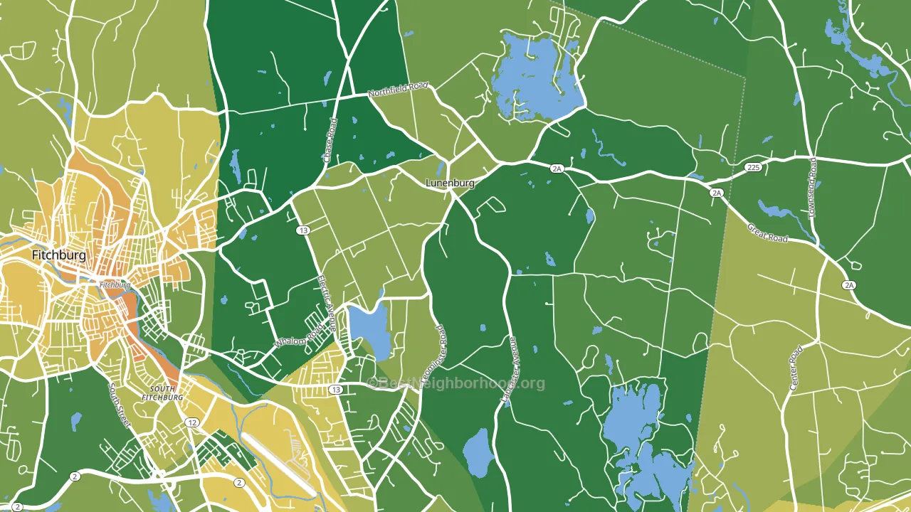 Lunenburg, MA block-group voter-turnout map