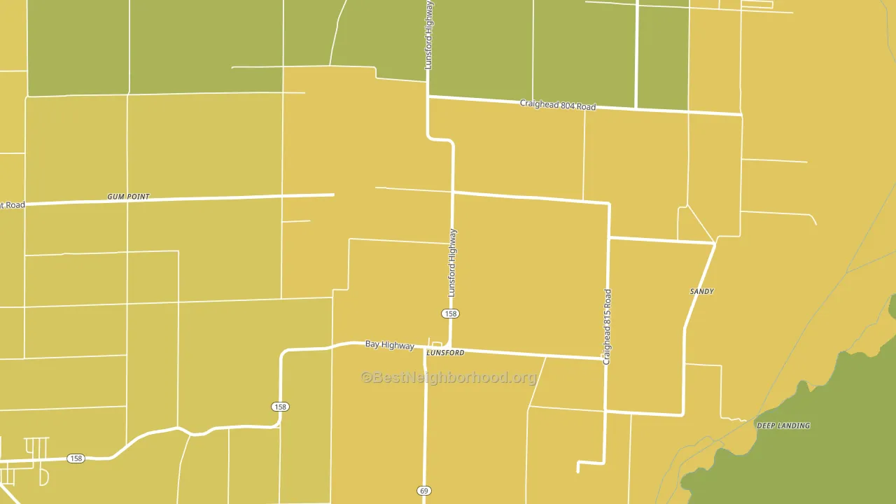 Lunsford, AR block-group voter-turnout map