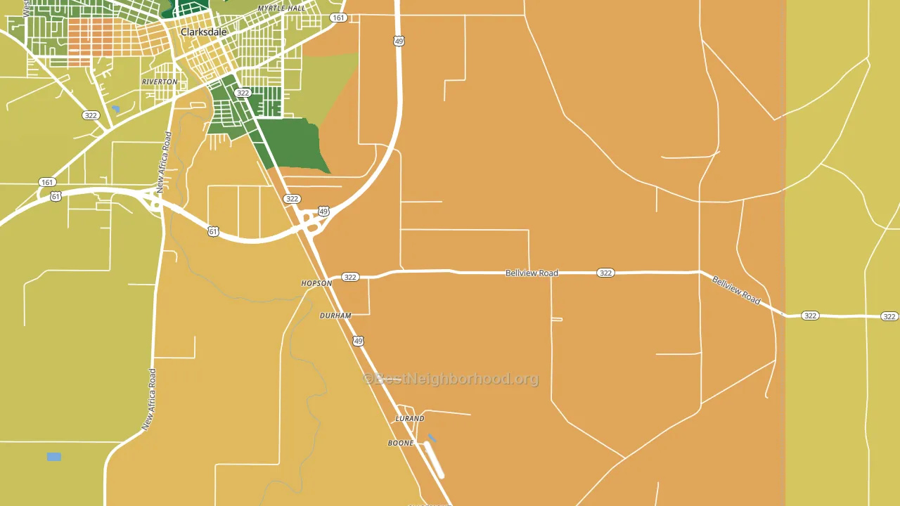 Lurand, MS block-group voter-turnout map