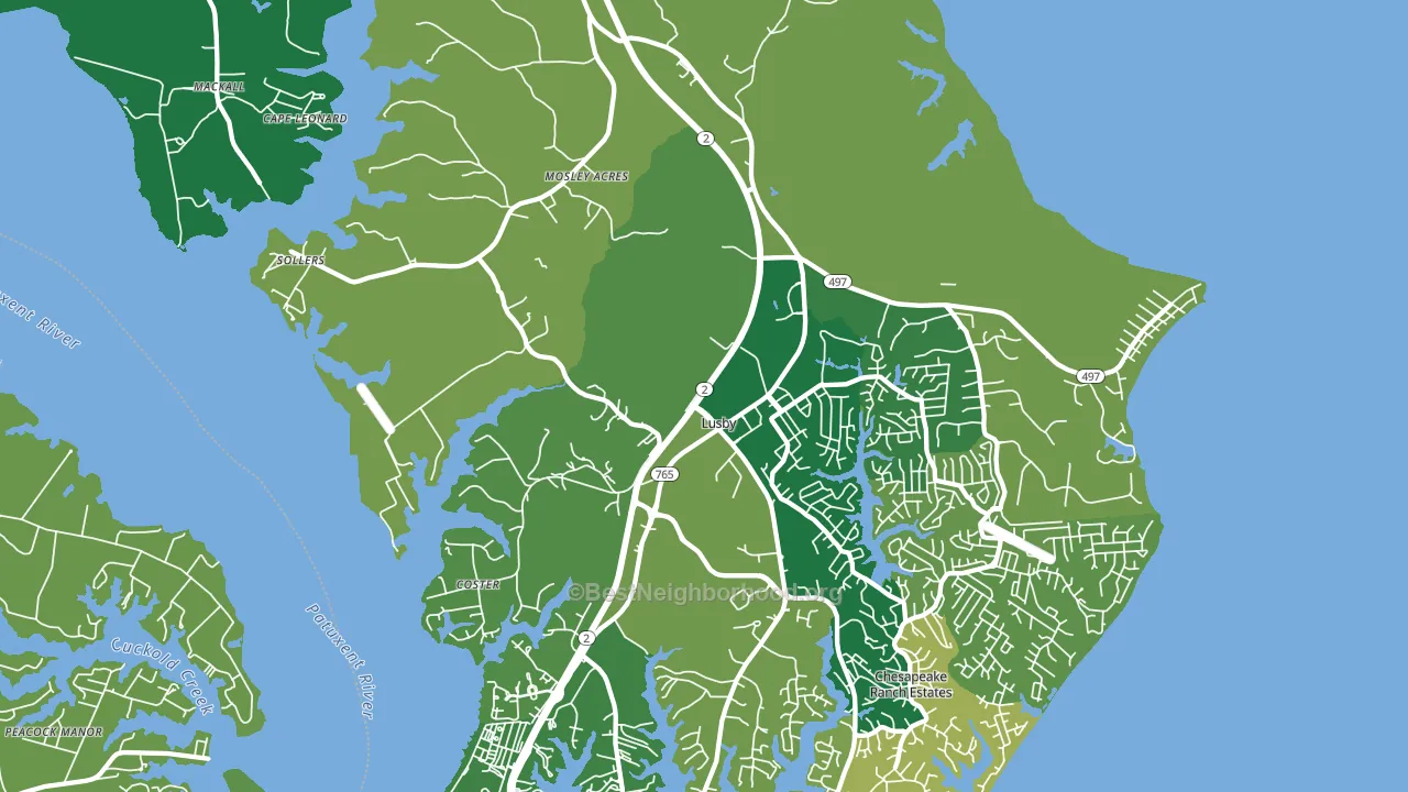 Lusby, MD block-group voter-turnout map
