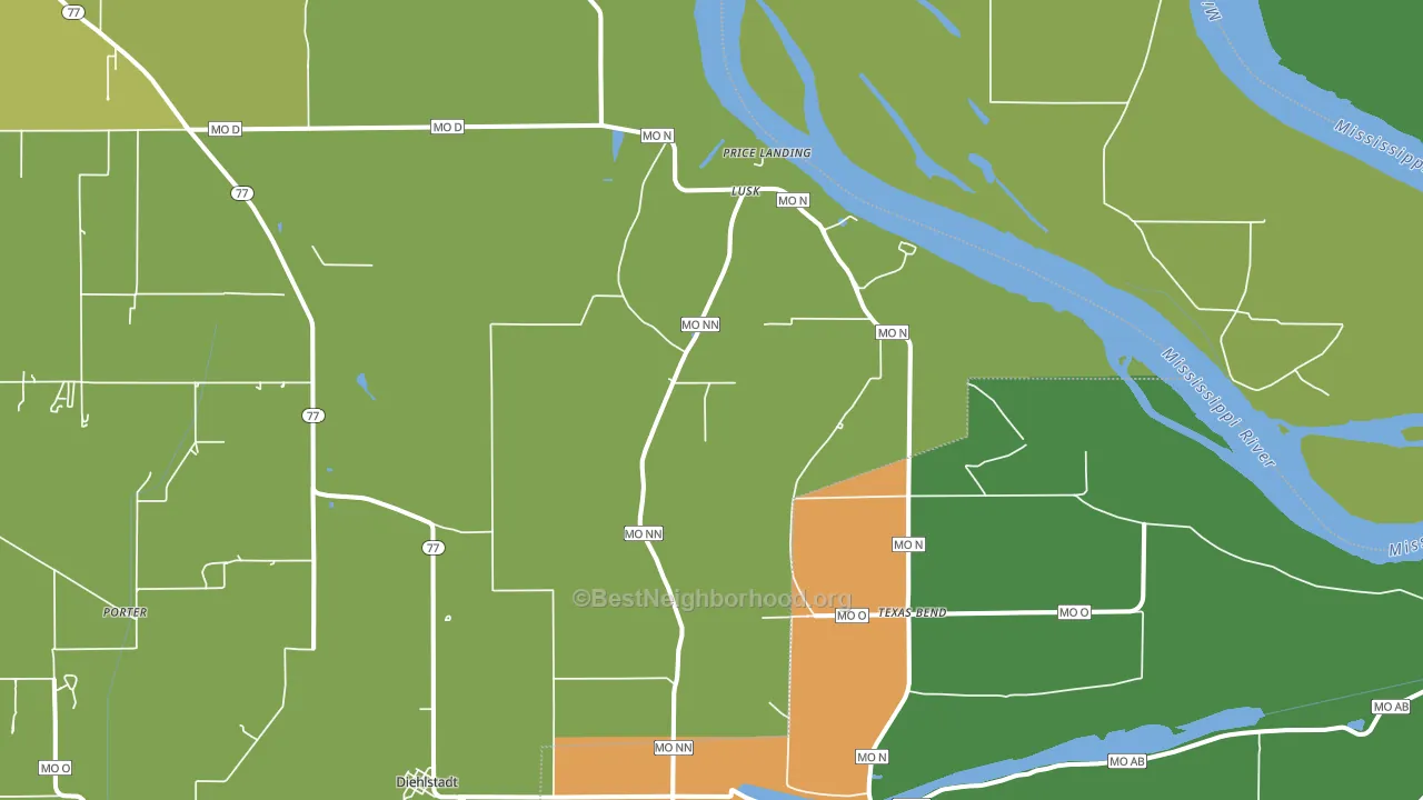 Lusk, MO block-group voter-turnout map