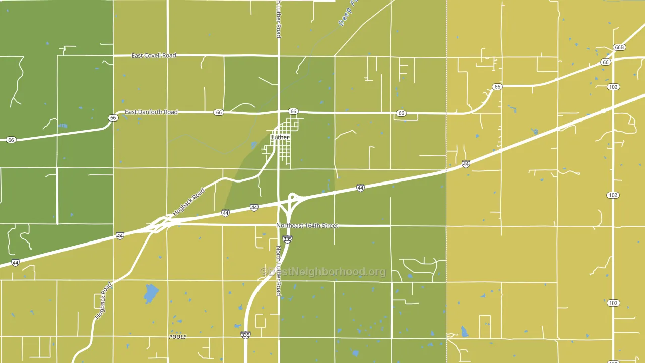 Luther, OK block-group voter-turnout map