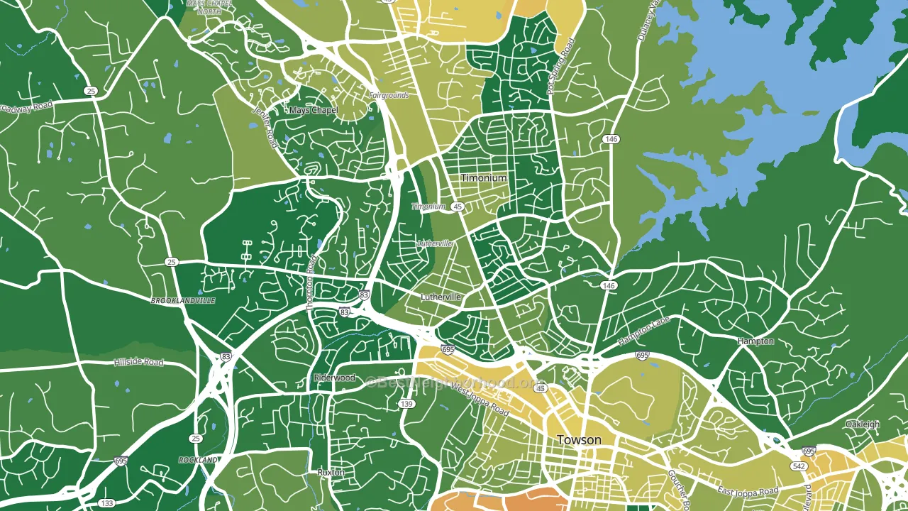Lutherville, MD block-group voter-turnout map