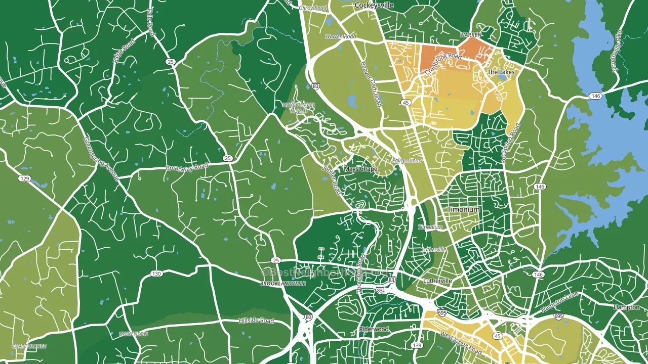 Lutherville-Timonium, MD block-group voter-turnout map