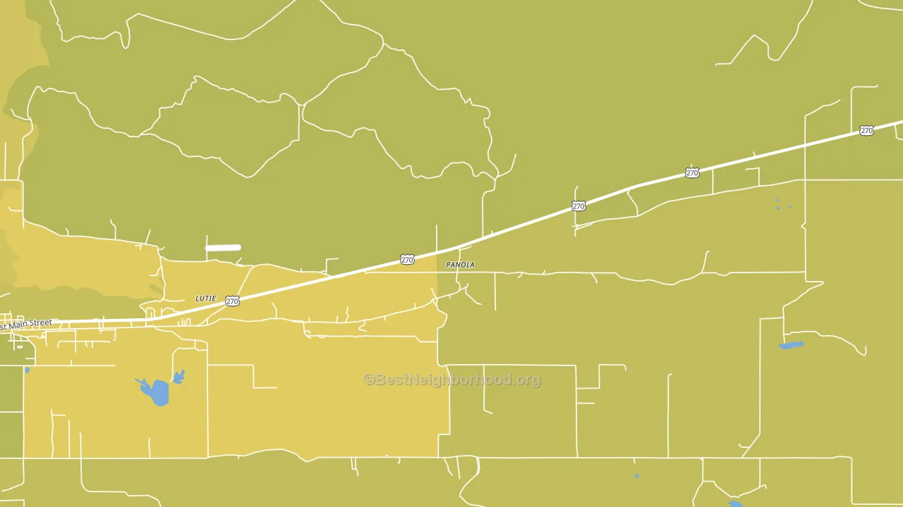 Lutie, OK block-group voter-turnout map