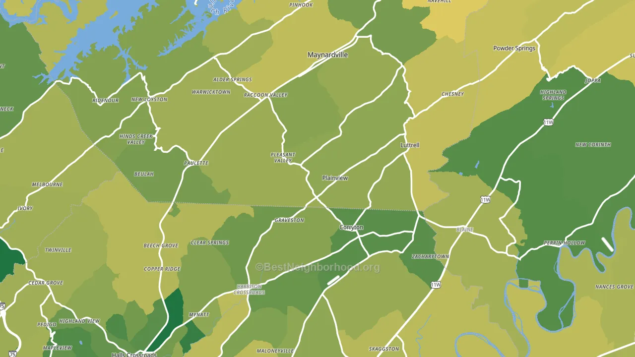 Luttrell, TN block-group voter-turnout map