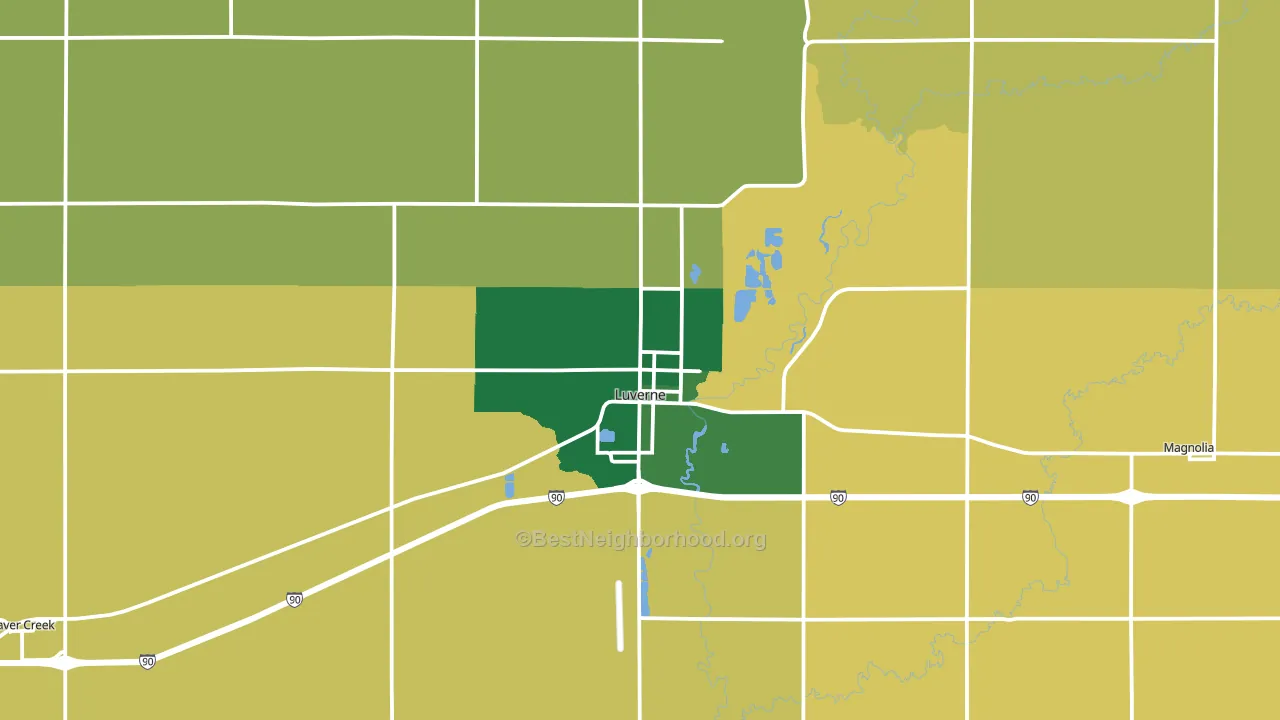 Luverne, MN block-group voter-turnout map
