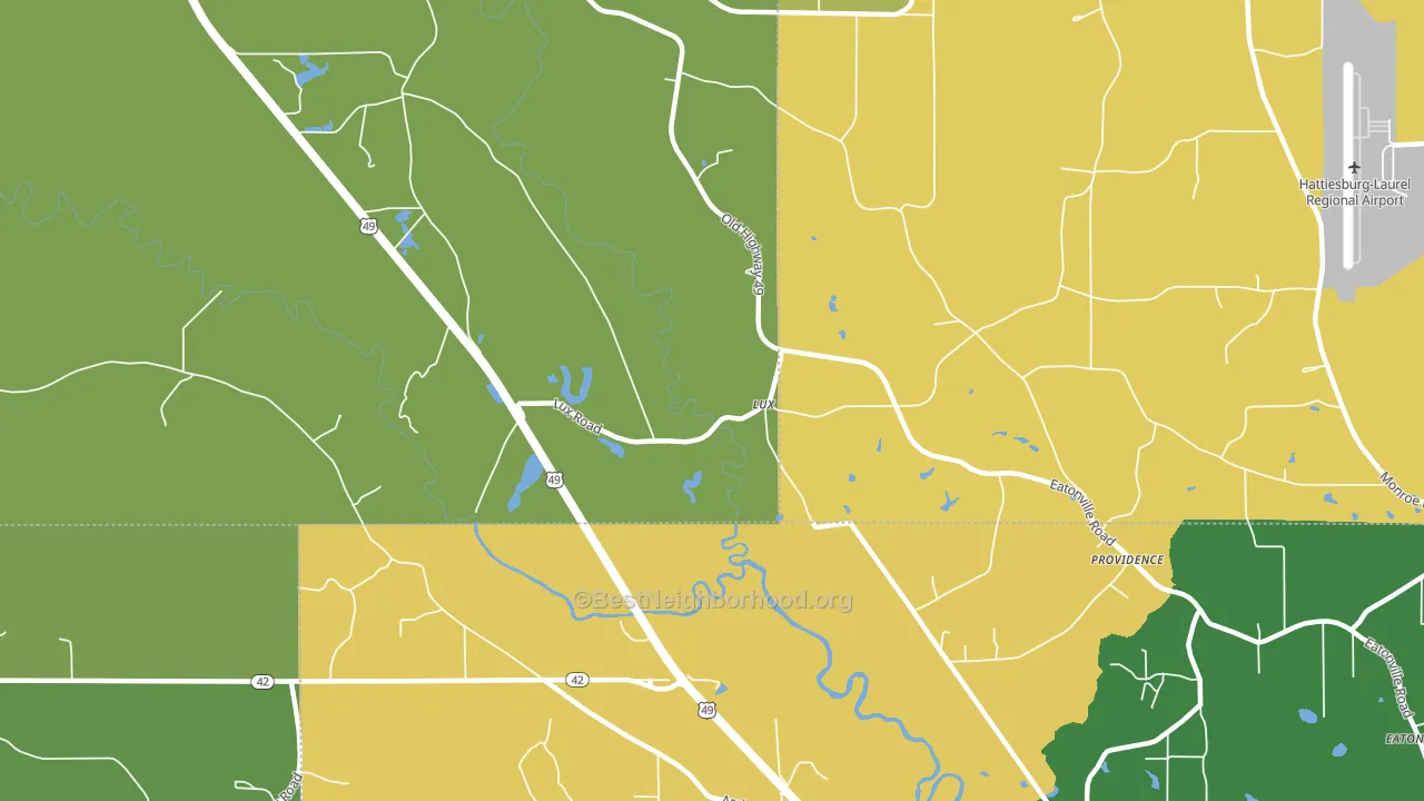Lux, MS block-group voter-turnout map