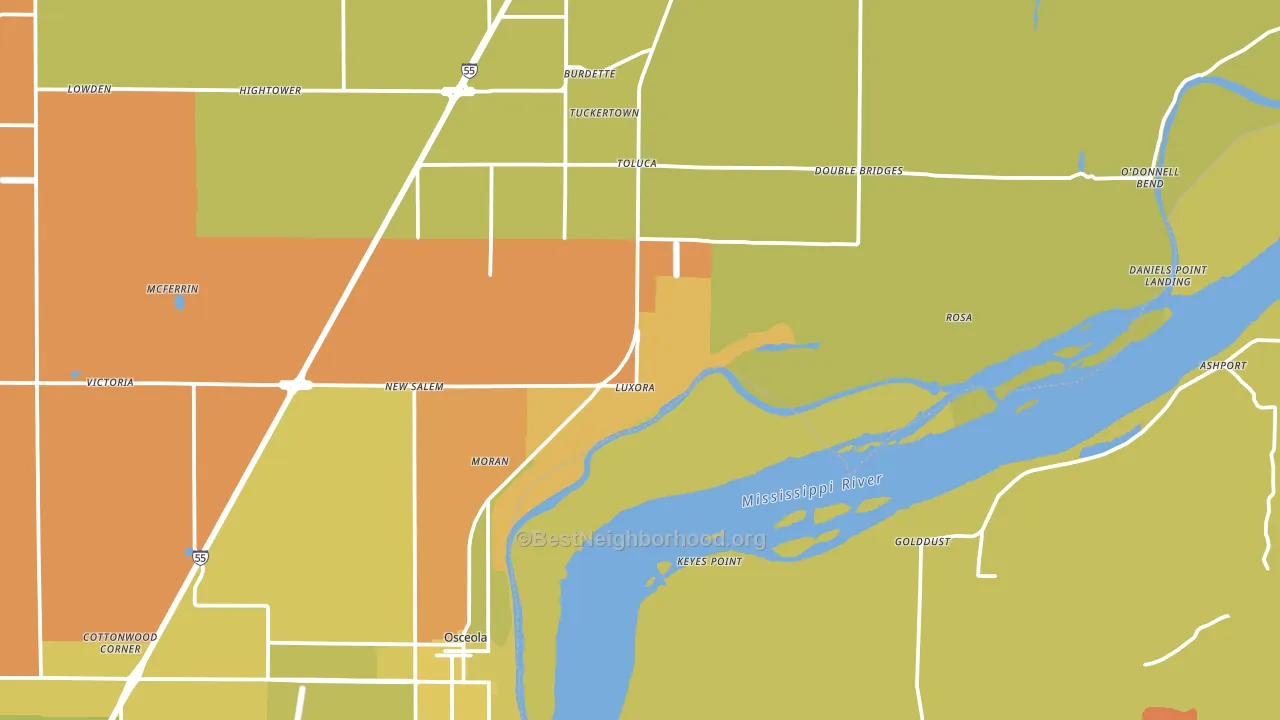 Luxora, AR block-group voter-turnout map