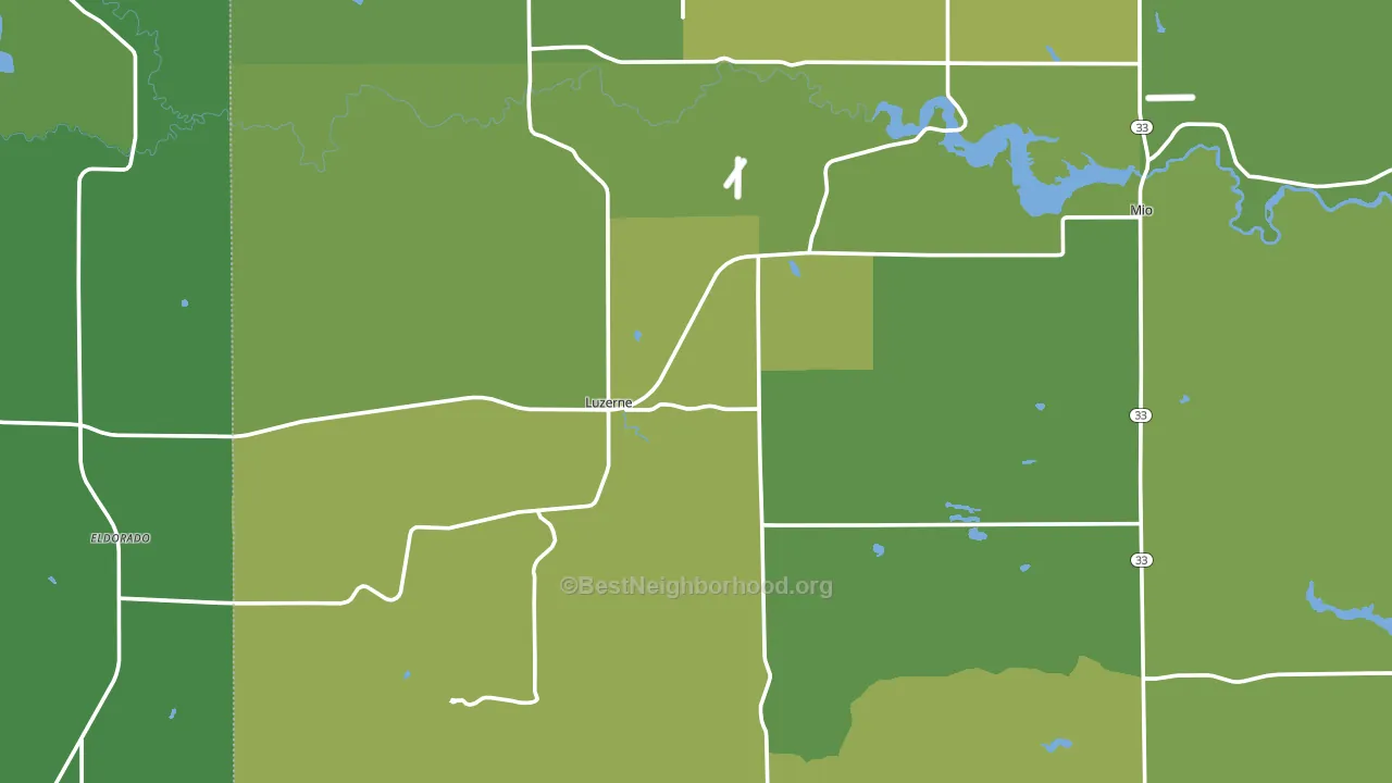 Luzerne, MI block-group voter-turnout map