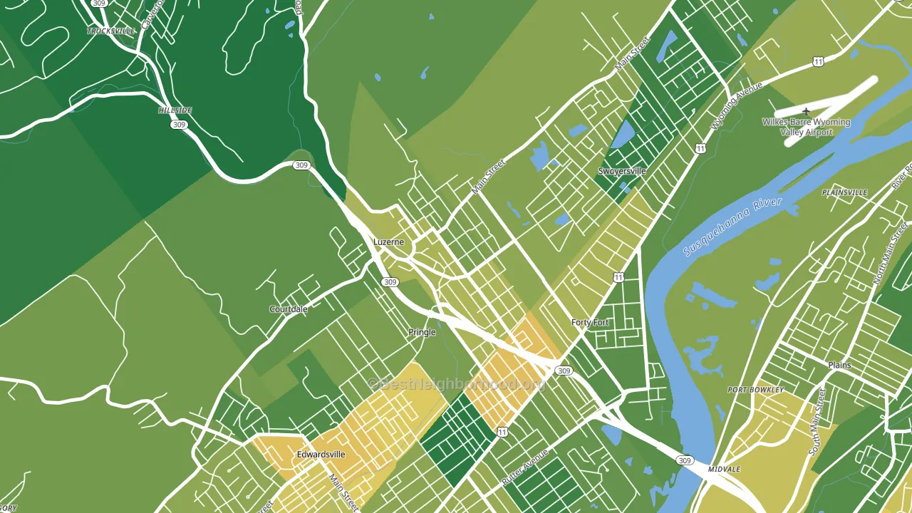Luzerne, PA block-group voter-turnout map