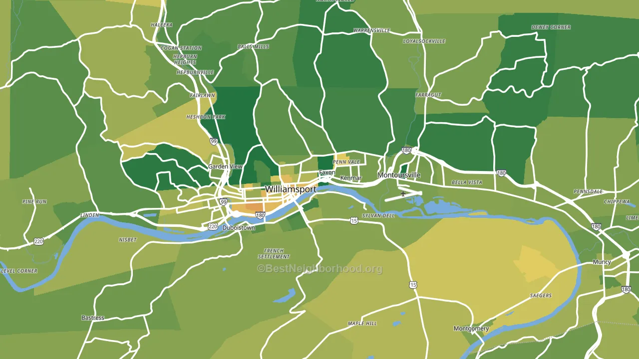 Lycoming County, PA block-group voter-turnout map