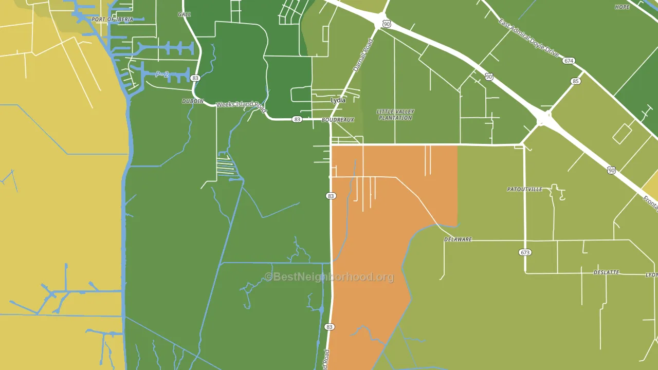 Lydia, LA block-group voter-turnout map