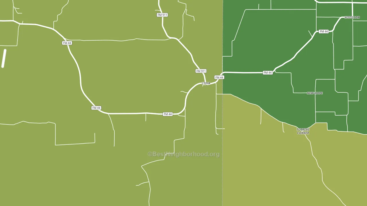 Lydia, TX block-group voter-turnout map