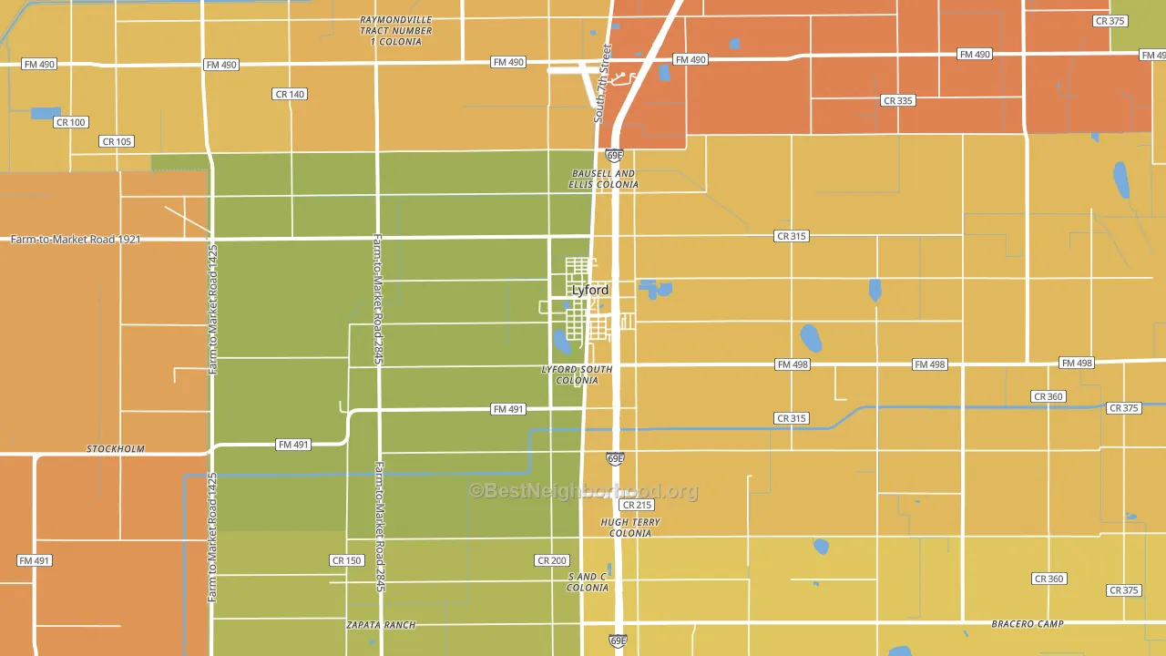Lyford, TX block-group voter-turnout map