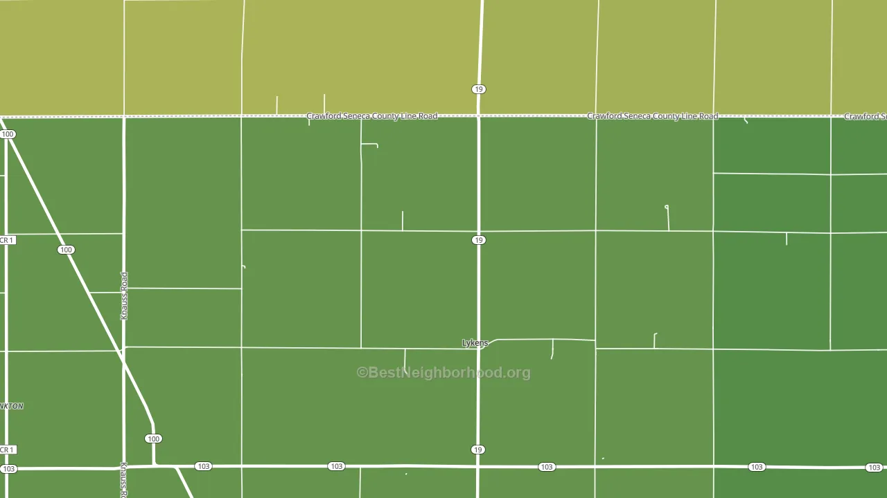 Lykens, OH block-group voter-turnout map