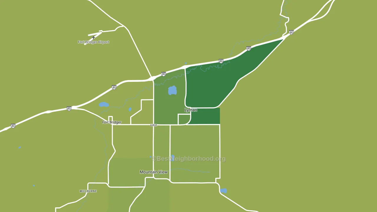 Lyman, WY block-group voter-turnout map