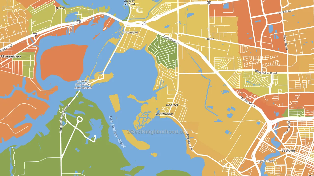 Lynchburg, TX block-group voter-turnout map