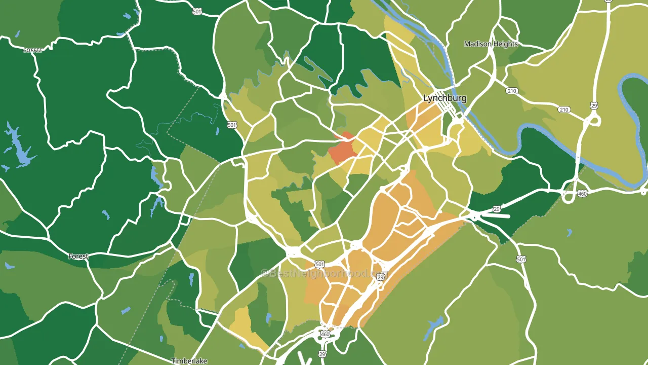 Lynchburg, VA block-group voter-turnout map