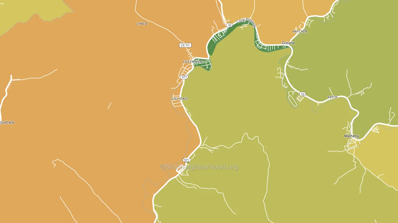 Lynco, WV block-group voter-turnout map