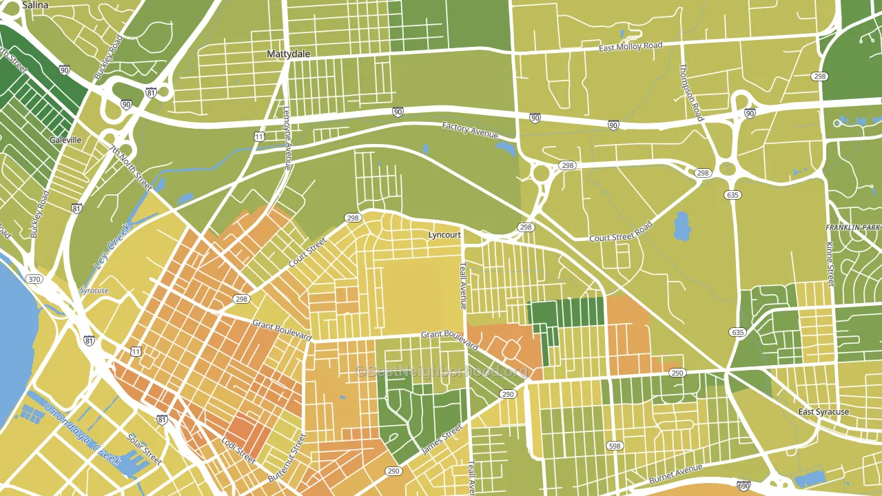 Lyncourt, NY block-group voter-turnout map