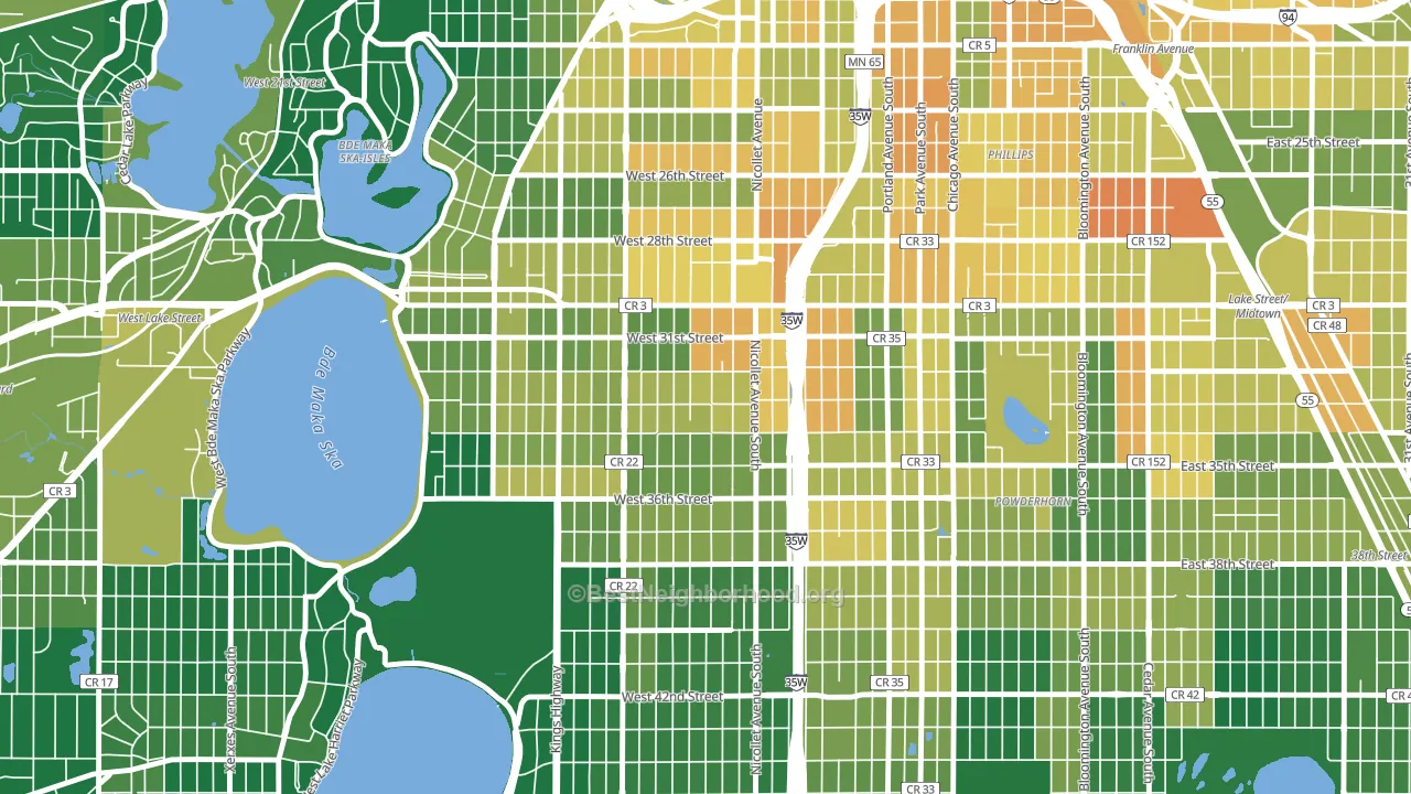 Lyndale, Minneapolis, MN block-group voter-turnout map