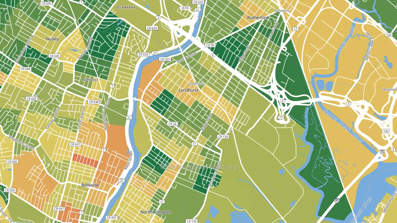 Lyndhurst, NJ block-group voter-turnout map
