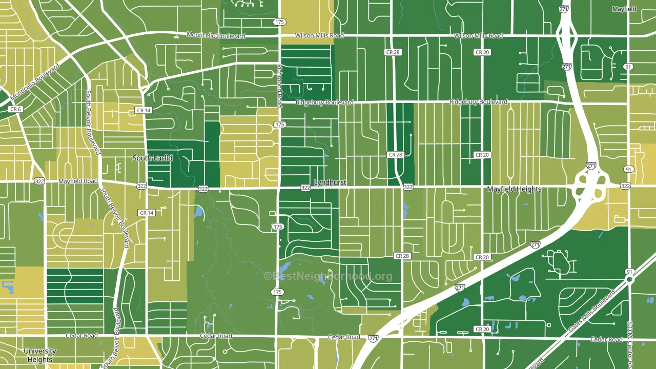 Lyndhurst, OH block-group voter-turnout map