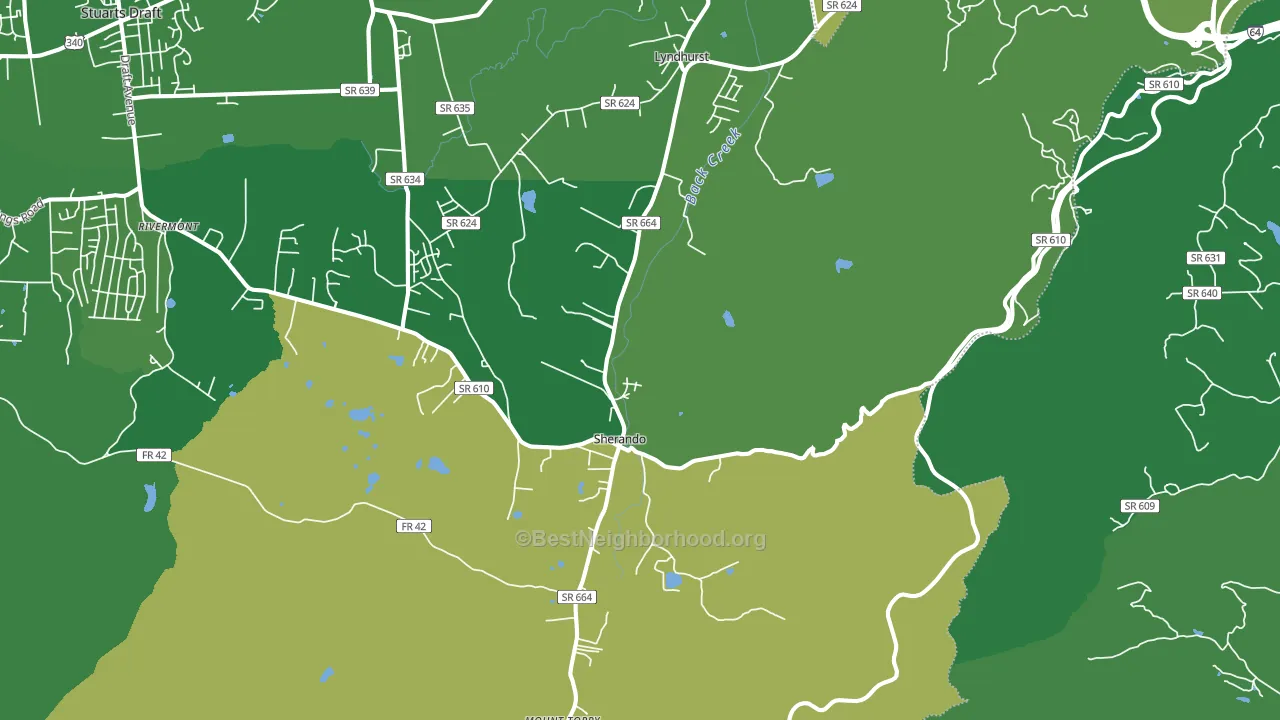 Lyndhurst, VA block-group voter-turnout map