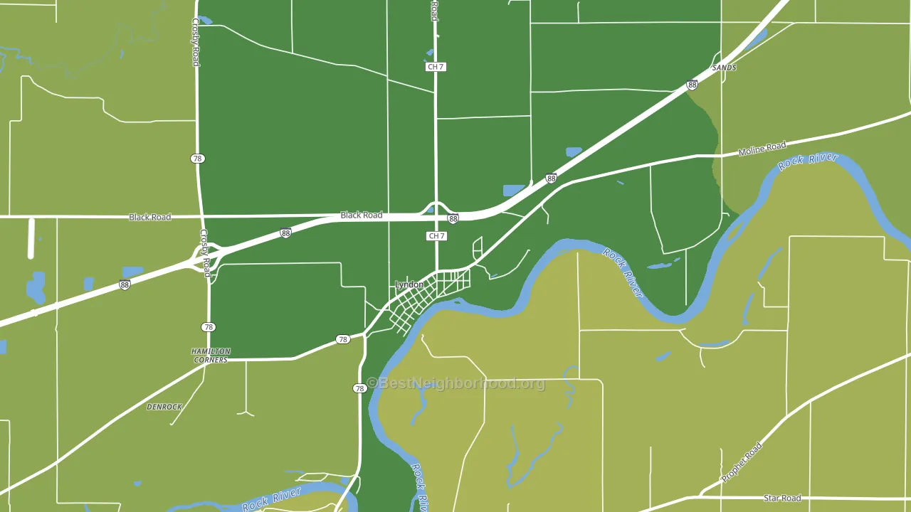 Lyndon, IL block-group voter-turnout map