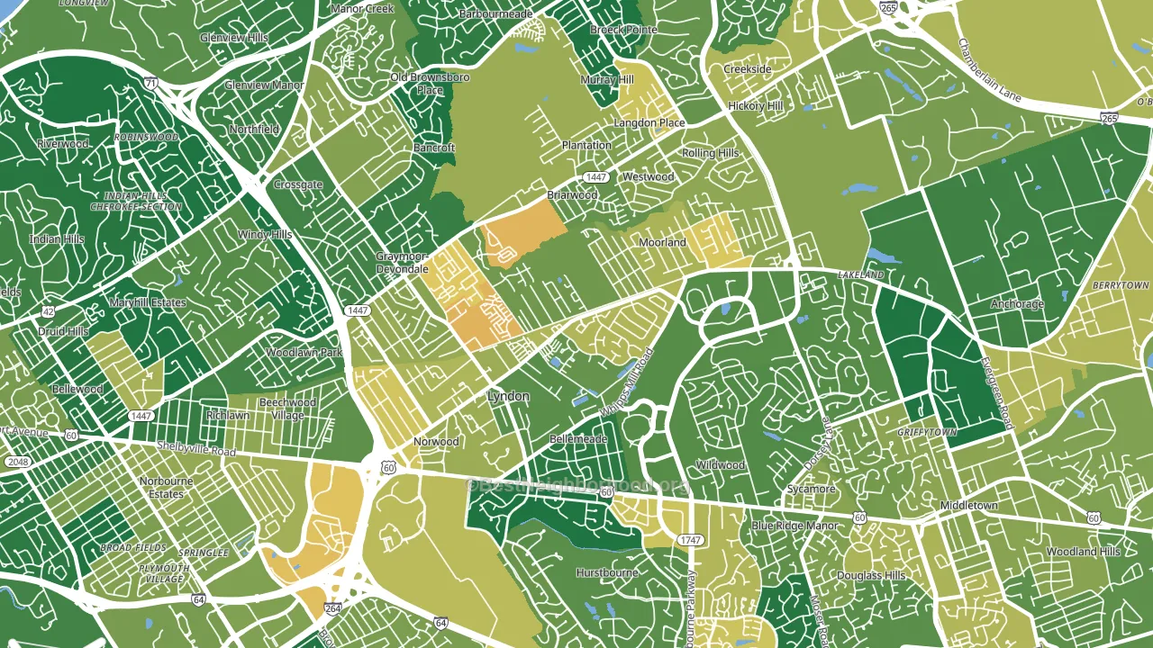 Lyndon, KY block-group voter-turnout map