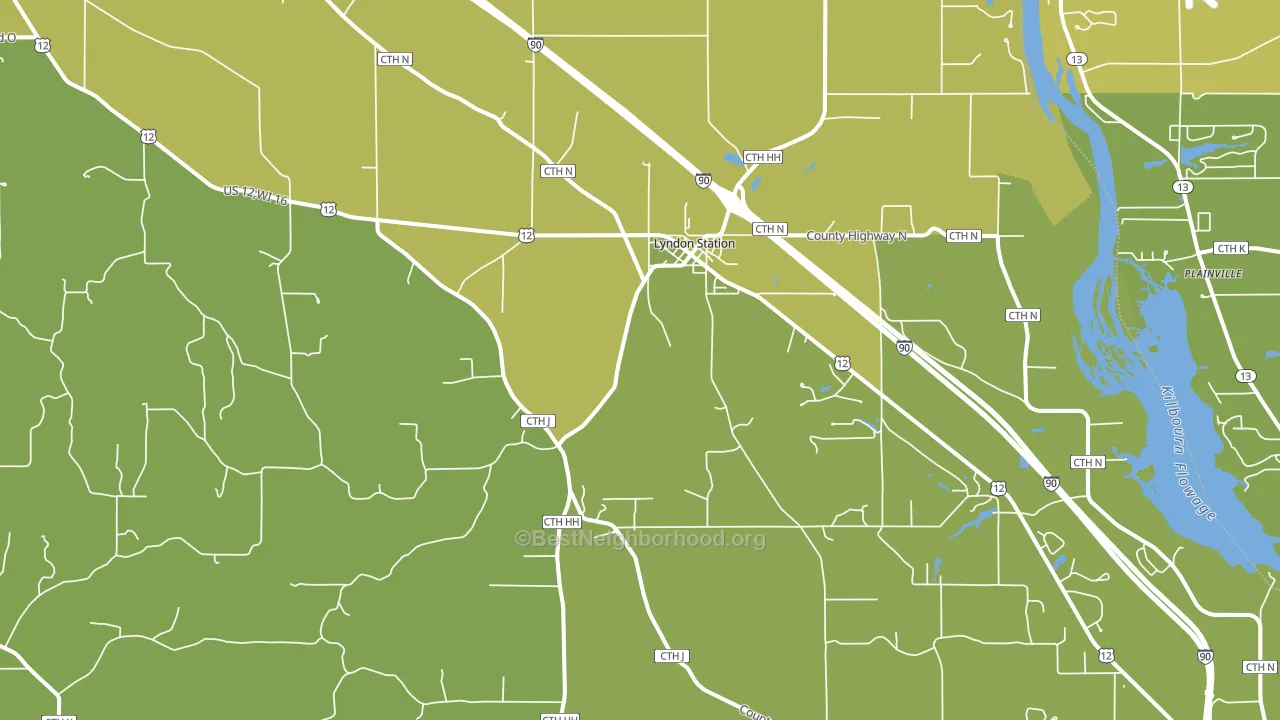 Lyndon Station, WI block-group voter-turnout map
