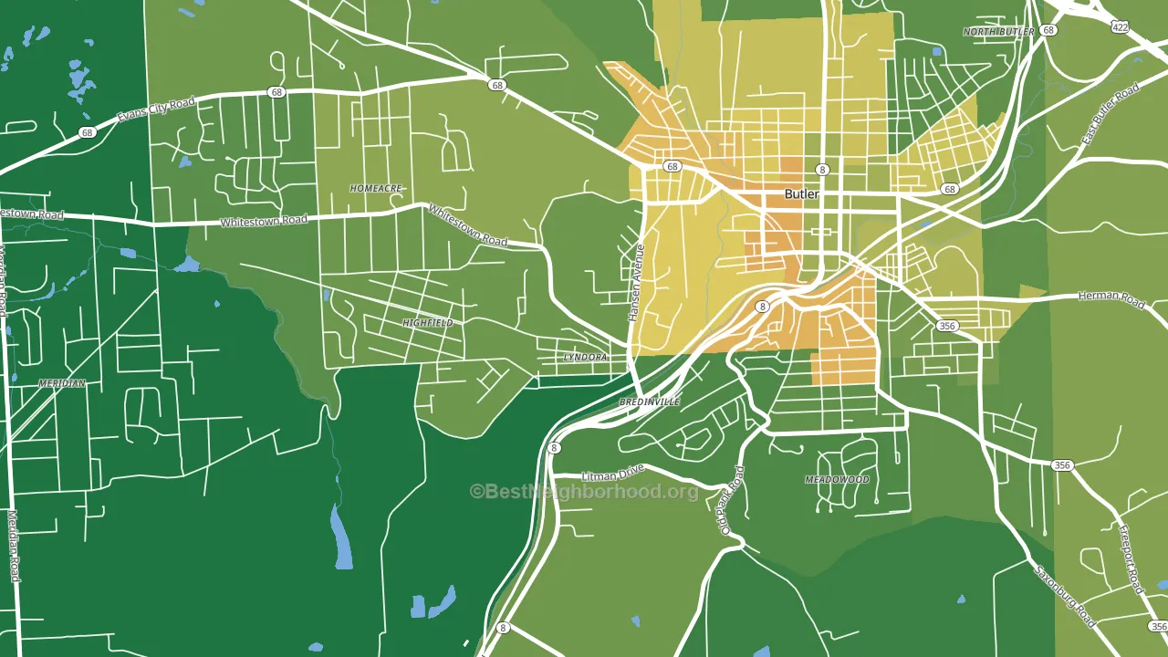 Lyndora, PA block-group voter-turnout map