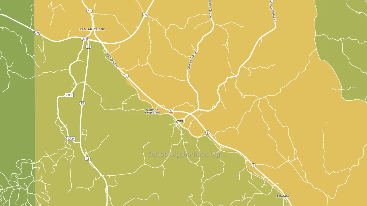 Lynn, AL block-group voter-turnout map