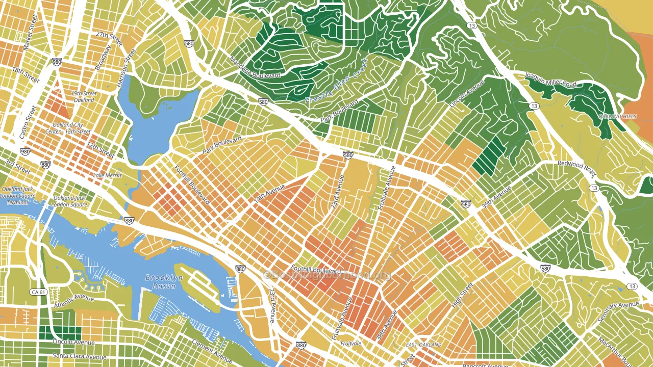 Lynn-Highland Park, Oakland, CA block-group voter-turnout map