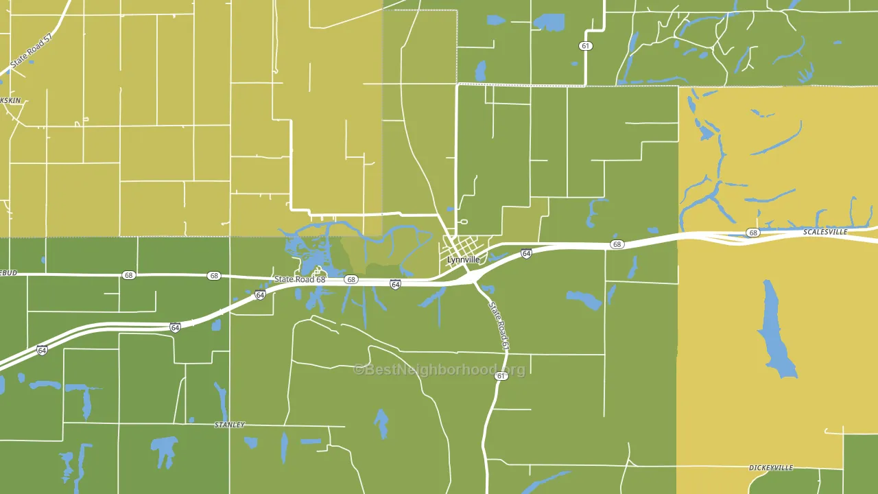 Lynnville, IN block-group voter-turnout map
