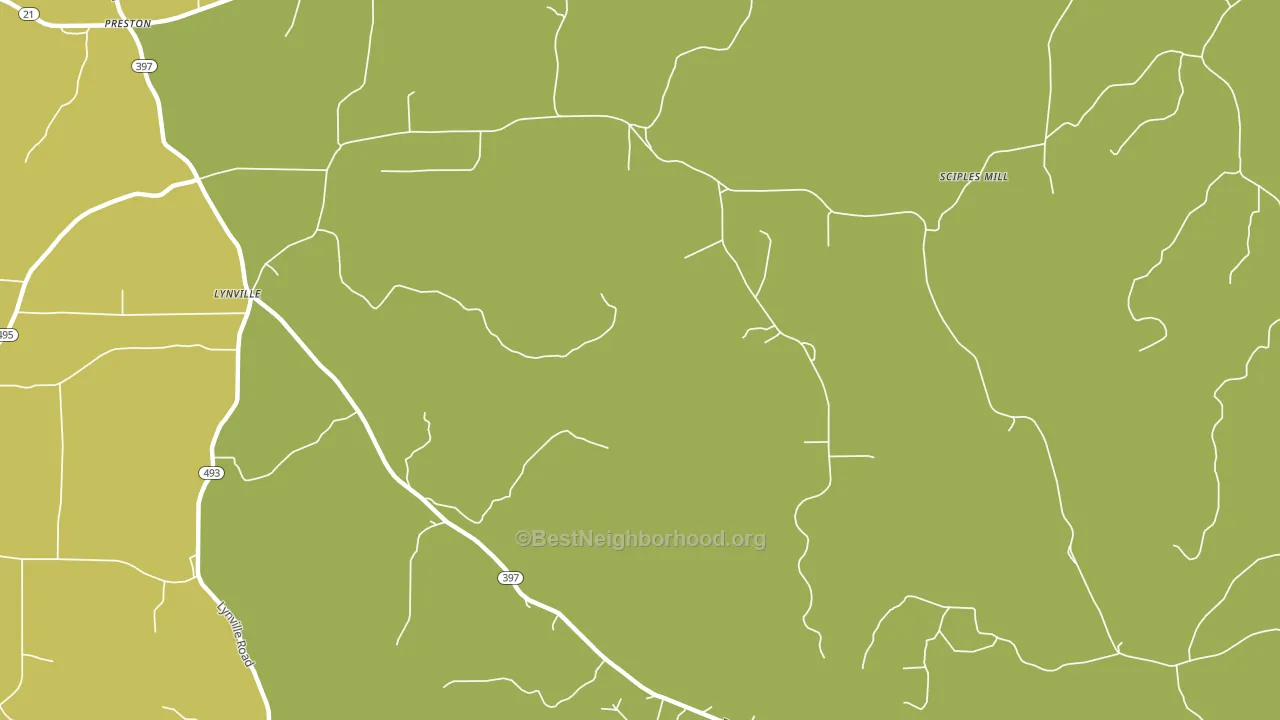 Lynville, MS block-group voter-turnout map