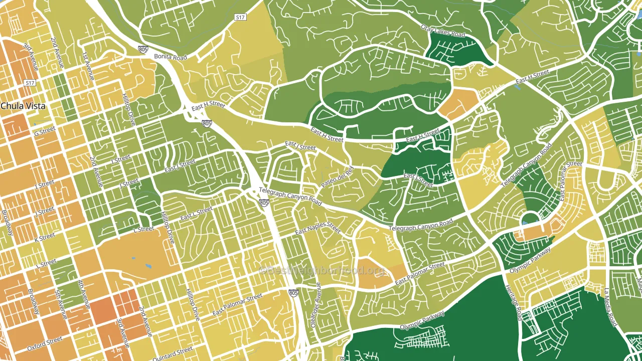 Lynwood Hills, Chula Vista, CA block-group voter-turnout map