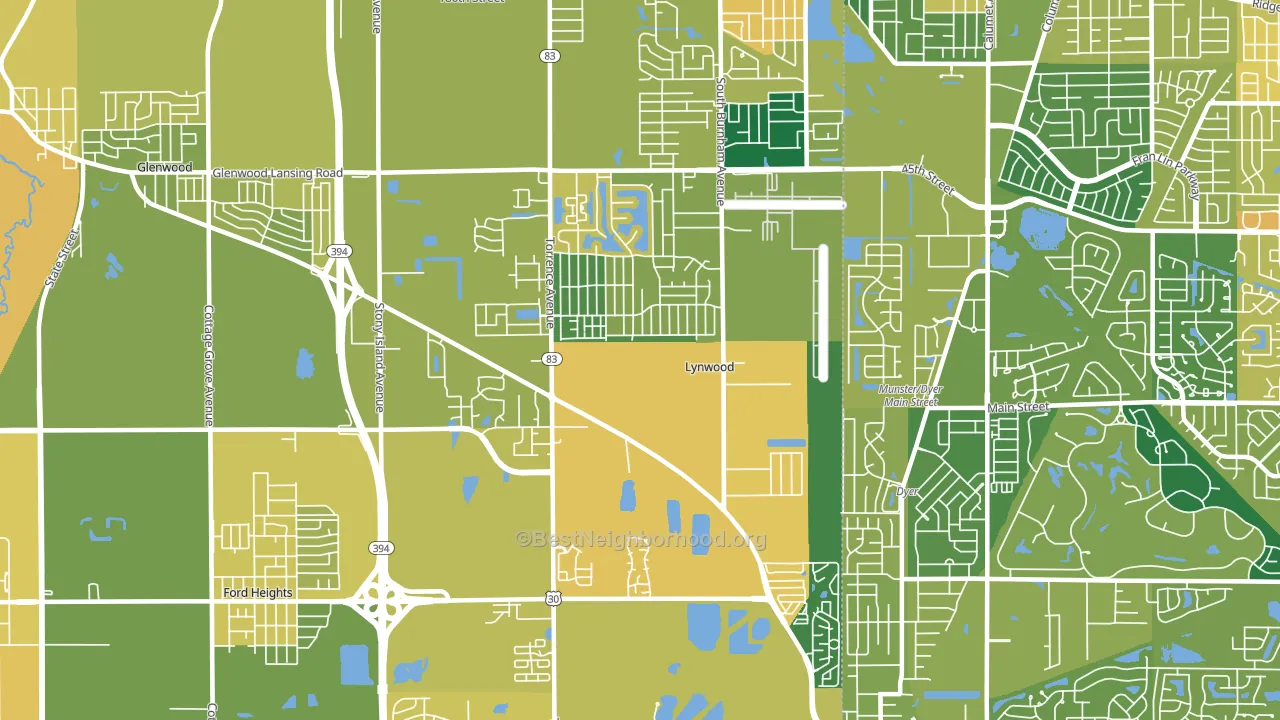 Lynwood, IL block-group voter-turnout map