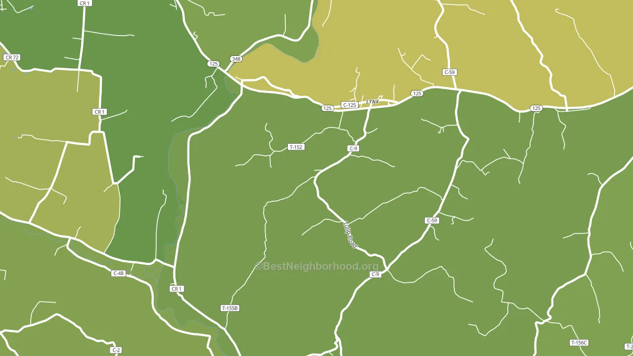 Lynx, OH block-group voter-turnout map