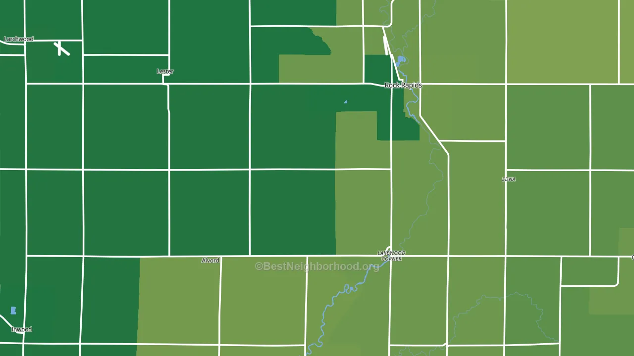 Lyon County, IA block-group voter-turnout map