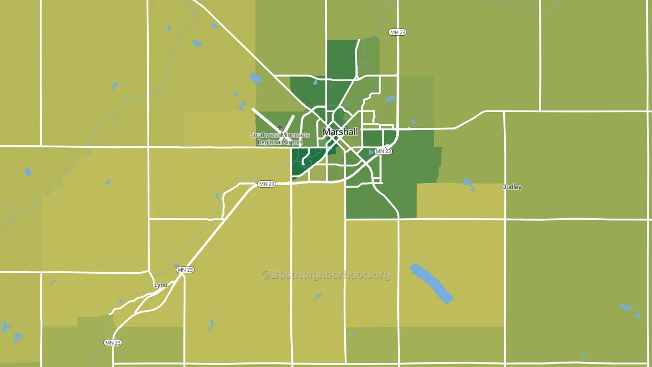 Lyon County, MN block-group voter-turnout map