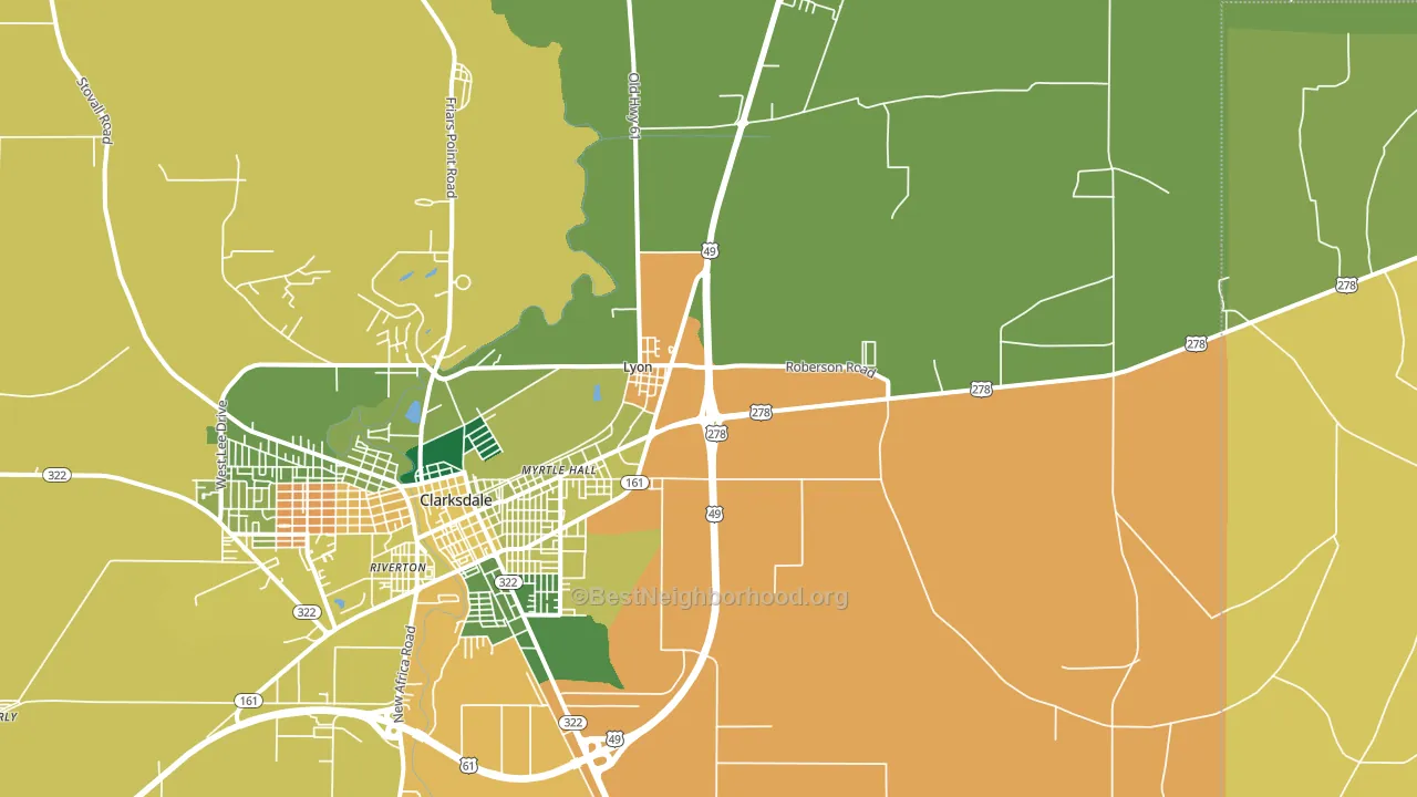 Lyon, MS block-group voter-turnout map