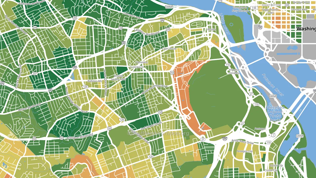 Lyon Park, Arlington, VA block-group voter-turnout map