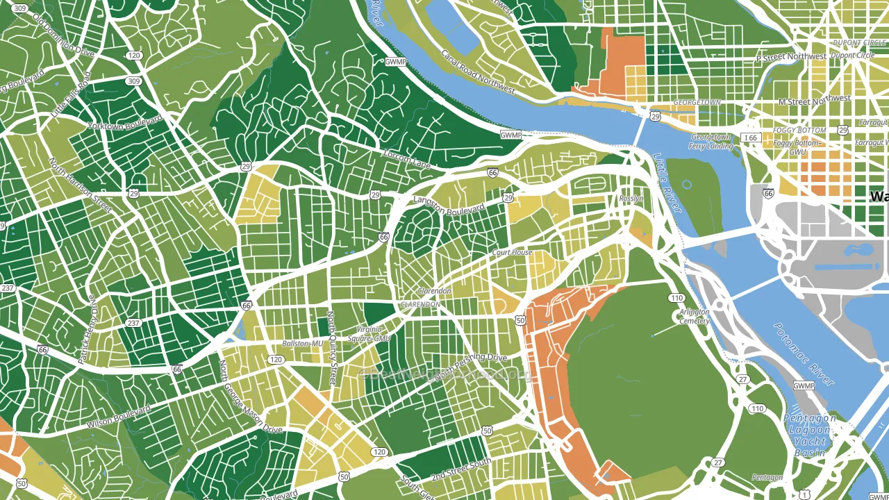 Lyon Village, Arlington, VA block-group voter-turnout map
