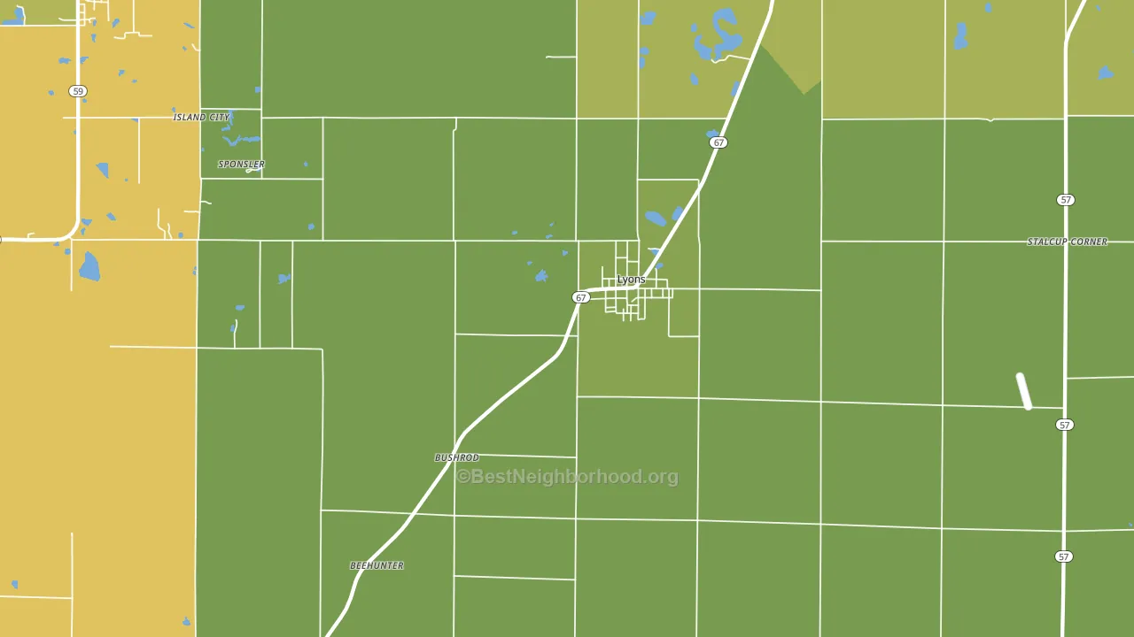 Lyons, IN block-group voter-turnout map