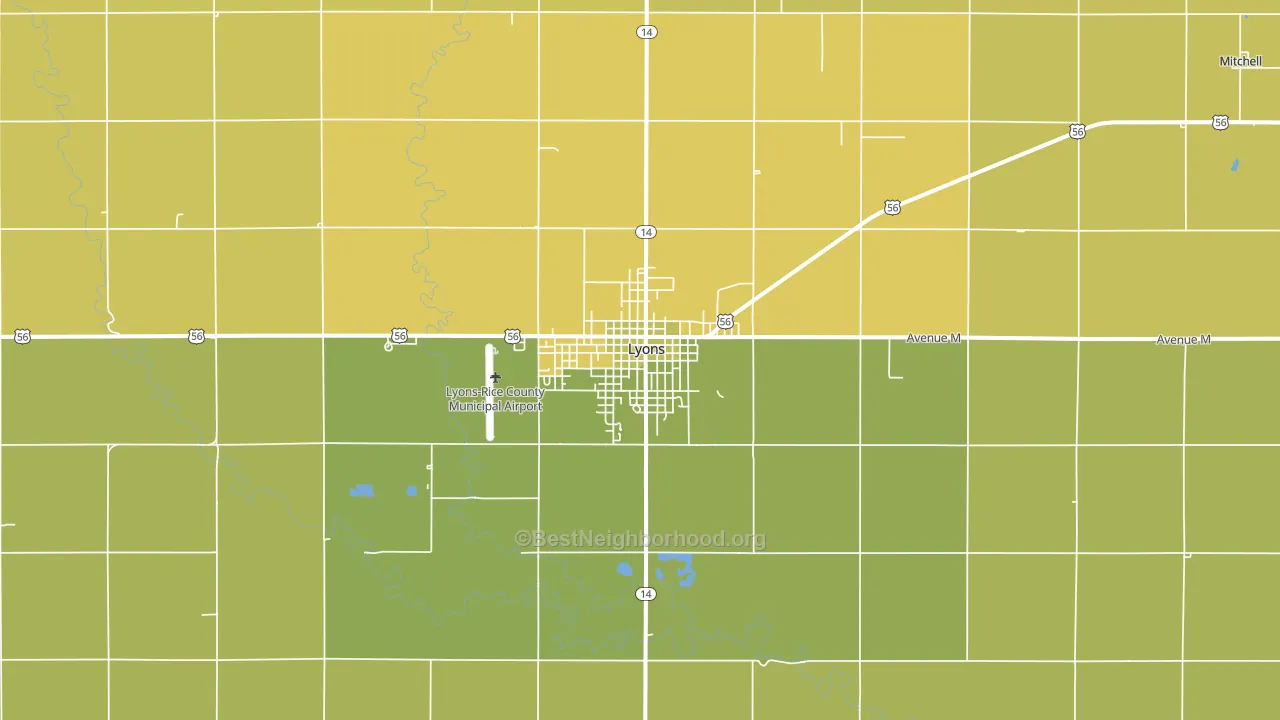 Lyons, KS block-group voter-turnout map