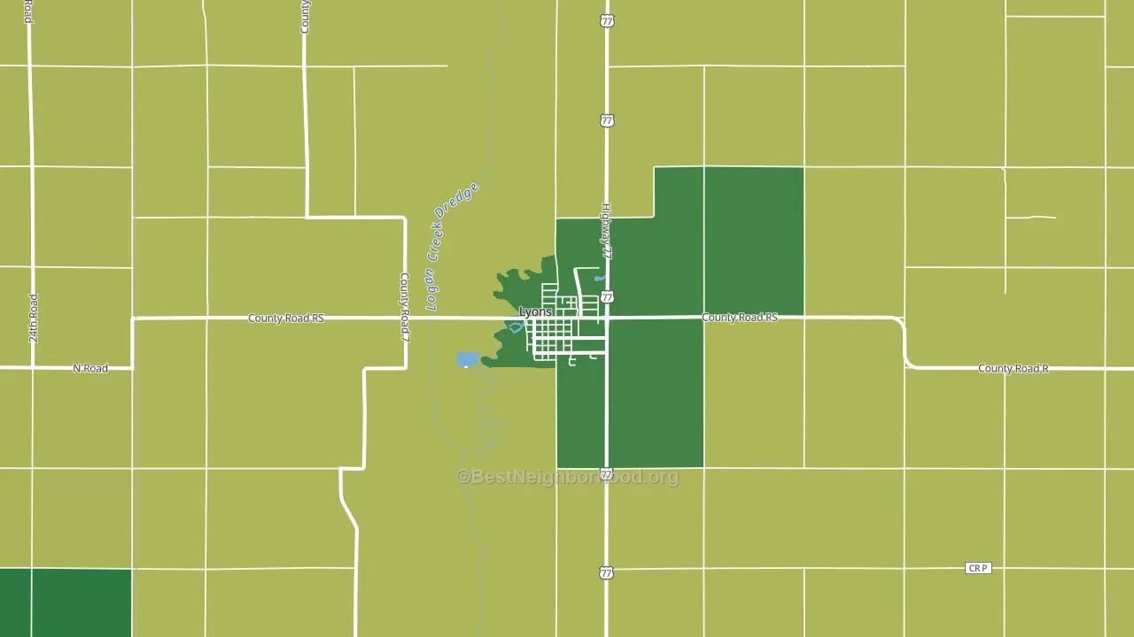 Lyons, NE block-group voter-turnout map